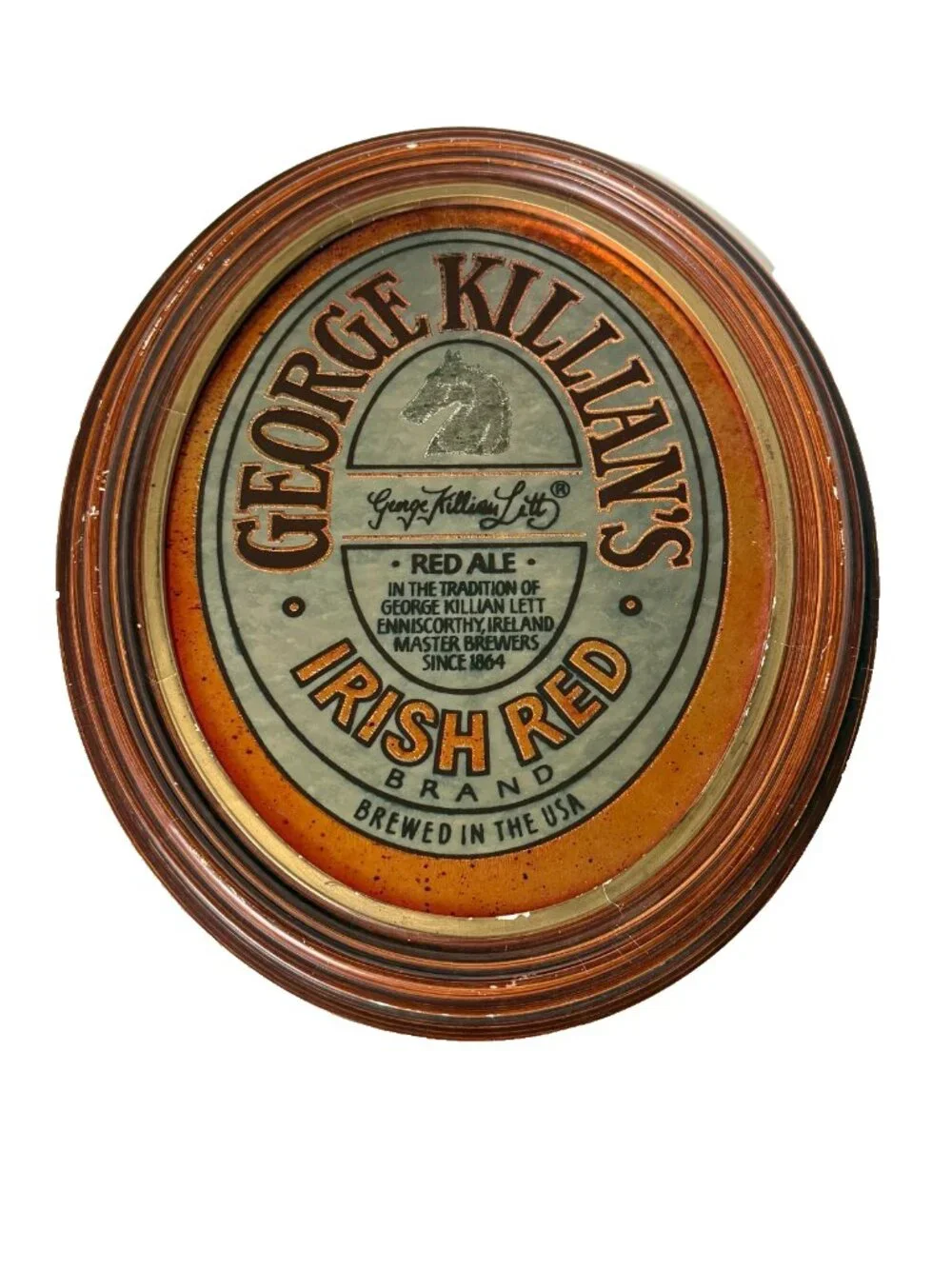 George Killian's Irish Red Bar Sign Mirror 1981 Vintage Ale Oval Brewed Coors